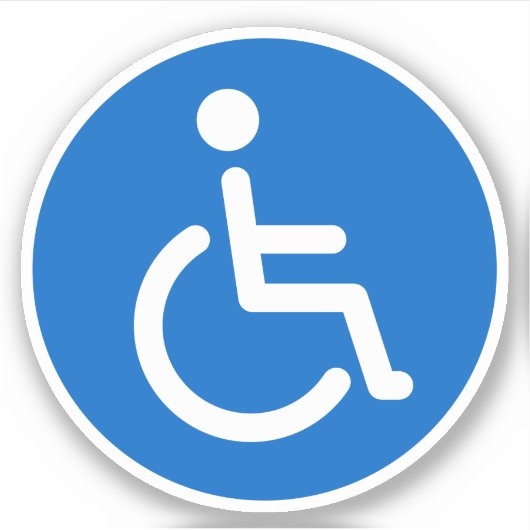 Blauw gehandicaptensymbool, ronde stickers (Voorkant)