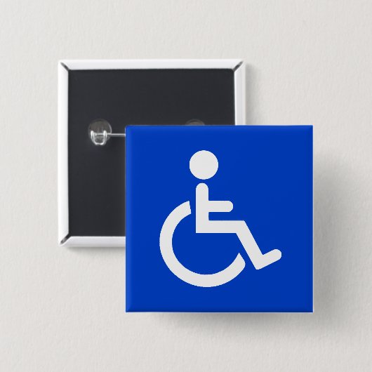 Blauw gehandicaptensymbool vierkante button 5,1 cm (Voorkant /achterkant)