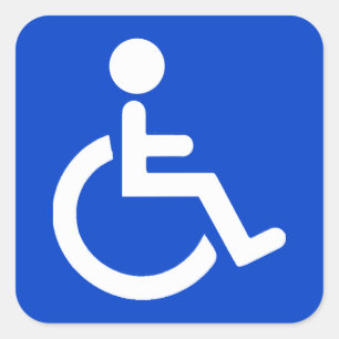 Blauw gehandicaptensymbool vierkante sticker