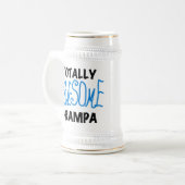 Blauw geheel Geweldige Grampa T-shirts en cadeautj Bierpul (Voorkant links)