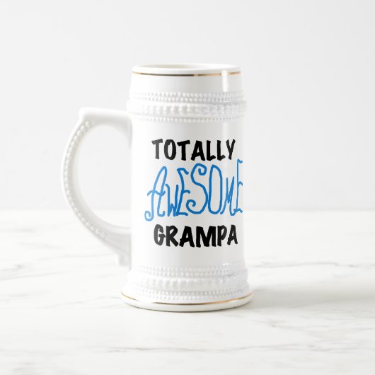 Blauw geheel Geweldige Grampa T-shirts en cadeautj Bierpul (Links)
