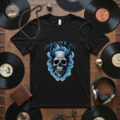 Blauw gehoornde schedel "Conquer All" grafische T- T-shirt