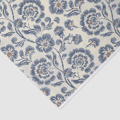 Blauw geïllustreerd bloemig Abstract patroon Tissuepapier (Detail)