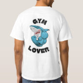 Blauw geïllustreerd haaiengym Lover T-Shirt (Achterkant)