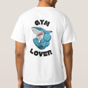 Blauw geïllustreerd haaiengym Lover T-Shirt