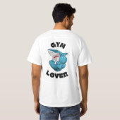 Blauw geïllustreerd haaiengym Lover T-Shirt (Achterkant volledig)