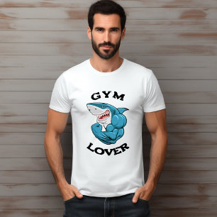 Blauw geïllustreerd haaiengym Lover T-Shirt
