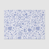 Blauw geïllustreerd Seashell-weefselpapier Tissuepapier (Voorkant)