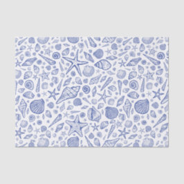 Blauw geïllustreerd Seashell-weefselpapier Tissuepapier