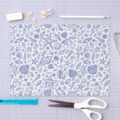 Blauw geïllustreerd Seashell-weefselpapier Tissuepapier (Craft)