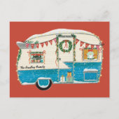 Blauw Geïllustreerde  Trailer Feestdagenkaart (Voorkant)