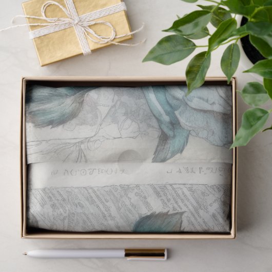 Blauw Geïnspireerd Bloemen Decoupage Tissuepapier (Geschenk)