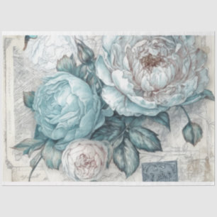 Blauw  Geïnspireerd Bloemen Decoupage Tissuepapier