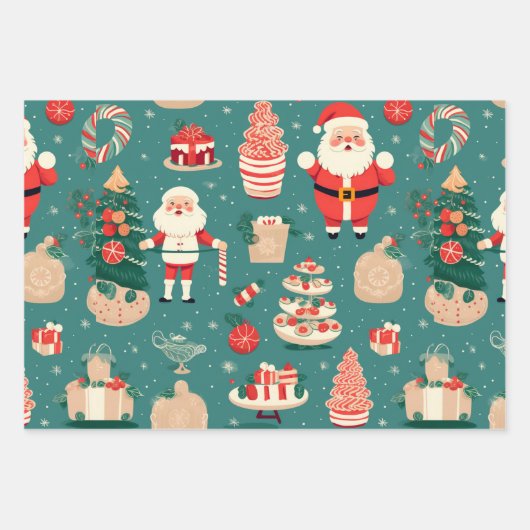 Blauw  geïnspireerd Santa Clause inpakpapier (Voorkant 2)