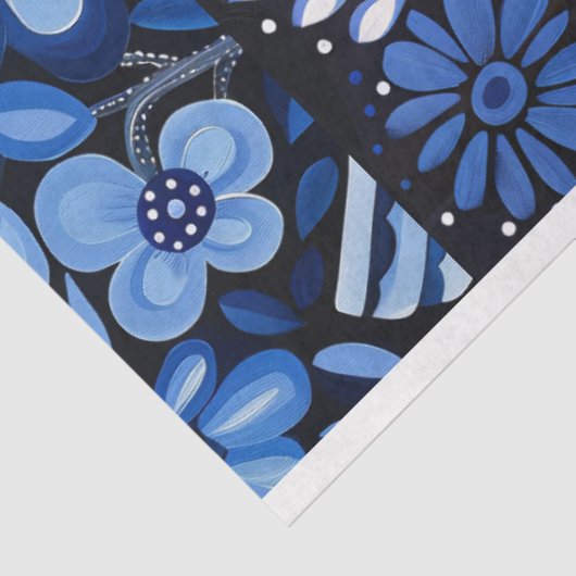 Blauw  Geïnspireerd Vogelcollage Decoupage Tissuepapier (Detail)