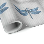 Blauw gejuwelde libel cadeaupapier (Rol Hoek)