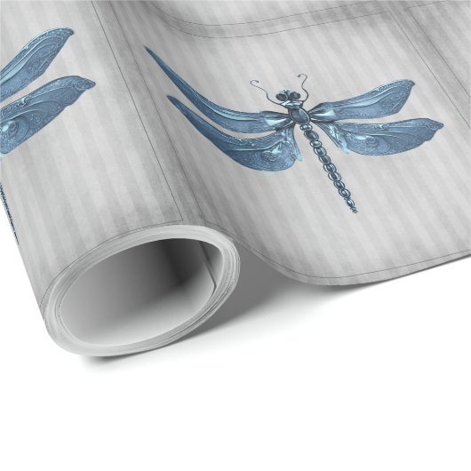 Blauw gejuwelde libel cadeaupapier (Rol Hoek)