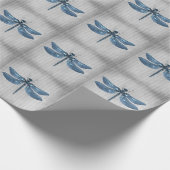 Blauw gejuwelde libel cadeaupapier (Hoek)