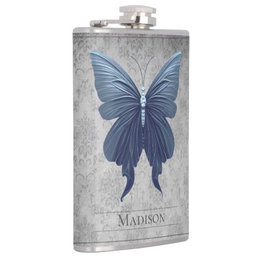 Blauw gejuwelde vlinderfles heupfles (Rechts)