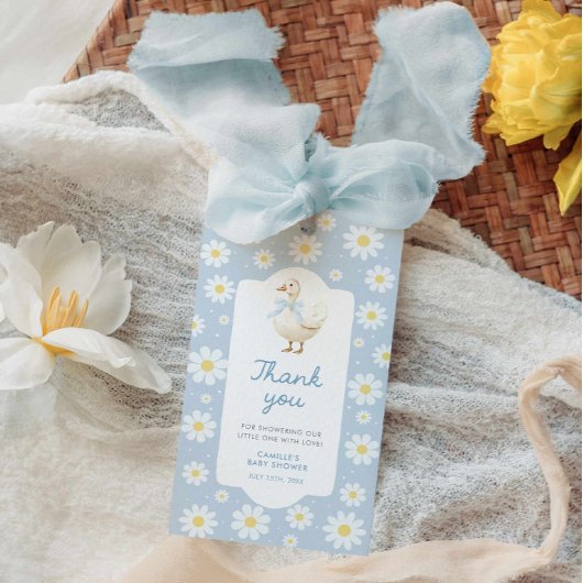 Blauw Gekke Gans Baby shower Dank u Label Cadeaulabel