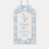Blauw Gekke Gans Baby shower Dank u Label Cadeaulabel (Voorkant)