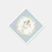 Blauw Gekke Goose Floral Gingham Papier Servet (Hoek)