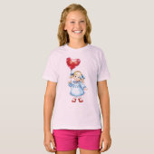 Blauw gekleed meisje t-shirt (Voorkant volledig)
