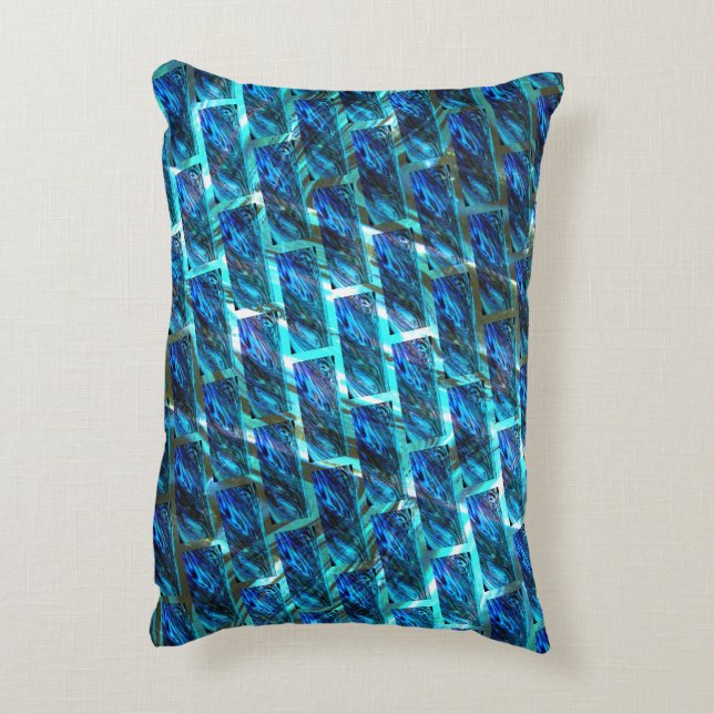 Blauw gekleurd, geraspt of leunend baksteeneffect accent kussen (Achterkant (Verticaal))