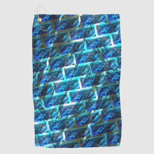 Blauw gekleurd, geraspt of leunend baksteeneffect golfhanddoek (Voorkant)