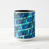 Blauw gekleurd, geraspt of leunend baksteeneffect mok (Midden)