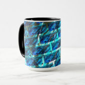 Blauw gekleurd, geraspt of leunend baksteeneffect mok (Voorkant links)