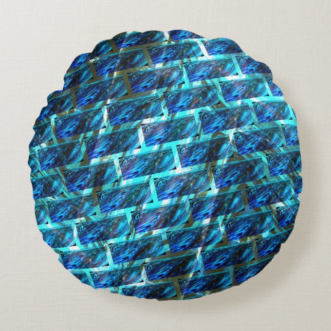 Blauw gekleurd, geraspt of leunend baksteeneffect rond kussen (Voorkant)