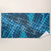 Blauw gekleurd, geraspt of leunend baksteeneffect strandlaken (Voorkant)