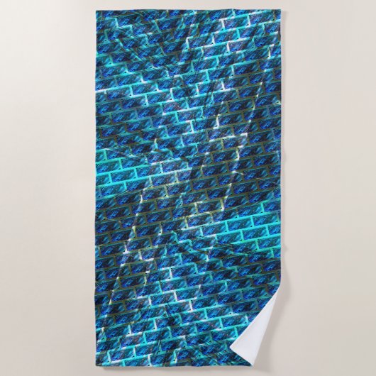 Blauw gekleurd, geraspt of leunend baksteeneffect strandlaken (Voorkant)