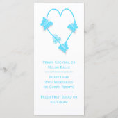 Blauw gekleurd Vlinder Hart Bruiloft Diner Menu (Achterkant)
