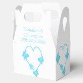 Blauw Gekleurd Vlinder Hart Ontwerp Bruiloft Bedankdoosjes (Geopend)