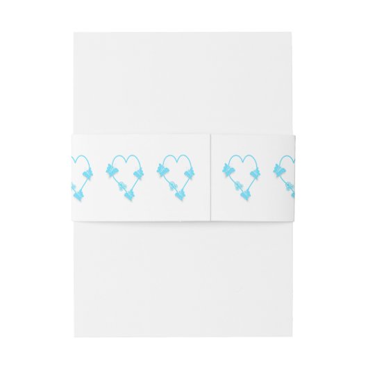 Blauw Gekleurd Vlinder Hart Ontwerp Bruiloft Uitnodigingen Wikkel (Achterkant Voorbeeld)