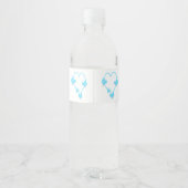 Blauw Gekleurd Vlinder Hart Ontwerp Bruiloft Waterfles Etiket (Achterkant)
