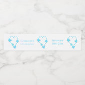 Blauw Gekleurd Vlinder Hart Ontwerp Bruiloft Waterfles Etiket (Enkel label)