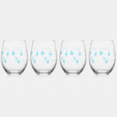 Blauw Gekleurd Vlinder Hart Ontwerp Bruiloft Wijnglas Zonder Voet (Voorkant)