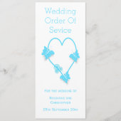 Blauw Gekleurd Vlinder Hart Trouwprogramma Programmakaart (Voorkant)