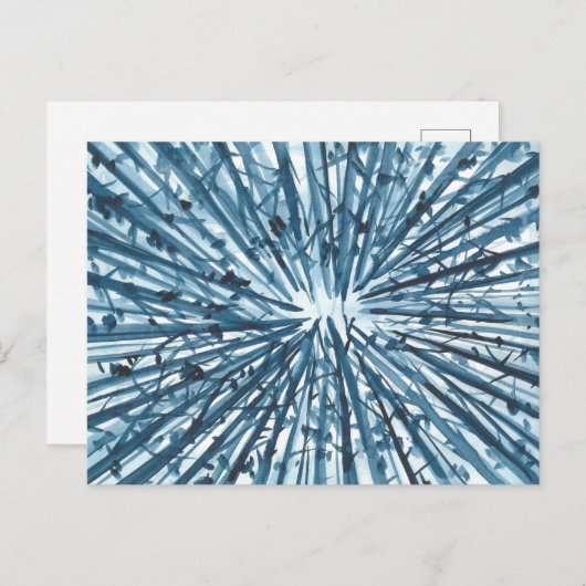 Blauw gekleurd waterverf landschap, abstracte natu feestdagenkaart (Voorkant / Achterkant)