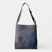 Blauw gekleurde bladeren ingewikkeld patroon goude crossbody tas (Achterkant)