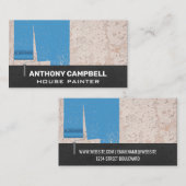 Blauw gekleurde getextureerde muur | Verf Roller Visitekaartje (Voorkant / Achterkant)