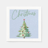 Blauw gekleurde Kerst thema papier servetten (Voorkant)