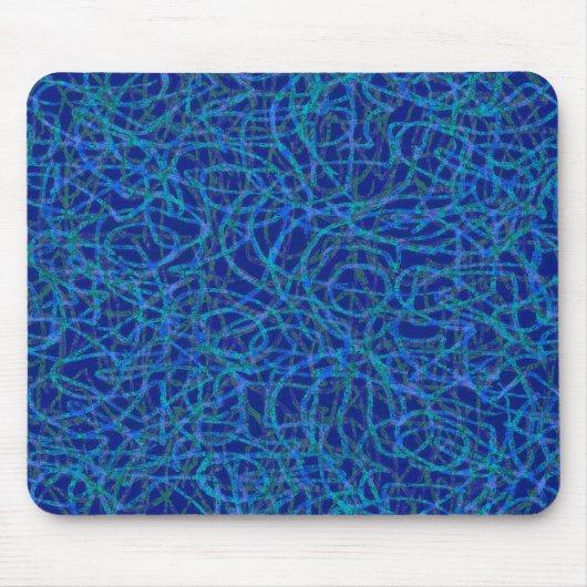 Blauw gekrabd lijnpatroon muismat (Voorkant)
