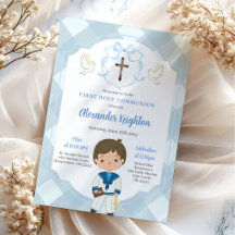Blauw gekroonde zeeman jongen eerste heilige commu