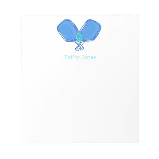 Blauw Gekruist Pickleball Paddles & Bal Custom Notitieblok (Voorkant)