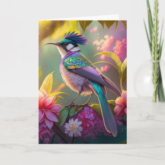 Blauw Gekuifde Regenboog Gevleugelde Zonnevogel Fa Kaart (Voorkant)