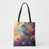 Blauw Gekuifde Regenboog Gevleugelde Zonnevogel Fa Tote Bag (Voorkant)